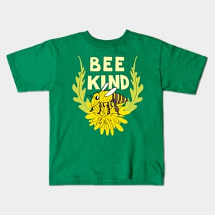 Bee Kind Cute Honeybee on a Dandelion Kids T-Shirt